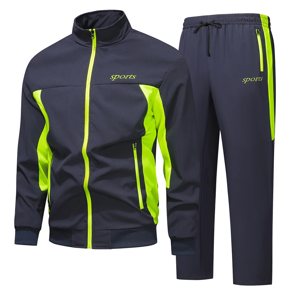 

Men'S Sportswear Sets Casual Tracksuit Male Spring Autumn Running Suits Sweatshirt+Pants 2 Piece Suit US Size