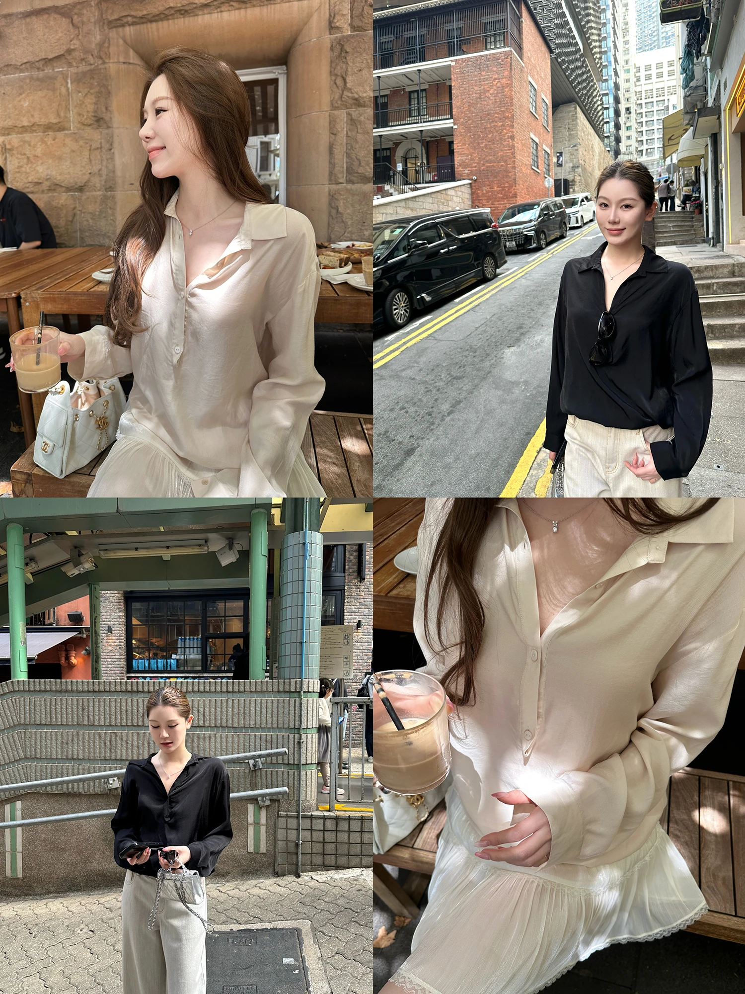 

Женская рубашка Dibao Xi с длинным рукавом, полуоткрытая, минималистичная, двухцветная, повседневная, универсальная, в расслабленном стиле, из смесового волокна, весна