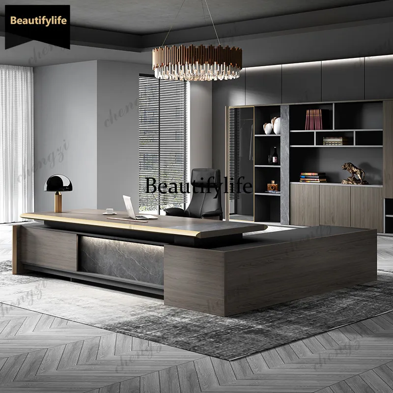 D80 Multi functional luxury Computer desk Boss Modern elegant design office table bureaux de travail mesa de computador furnitu