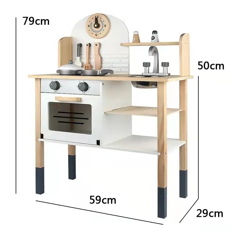 Hot sale Wooden children's kitchen toys simple style simple simulation stove kitchen utensils cooking set