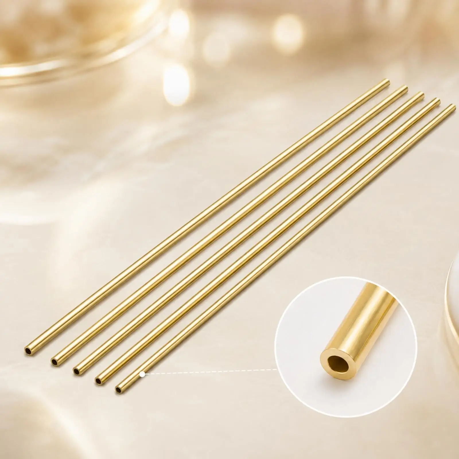 Solid Brass Hollow Tube 3mm X 1mm Wall for Creative Handicraft and Model Work