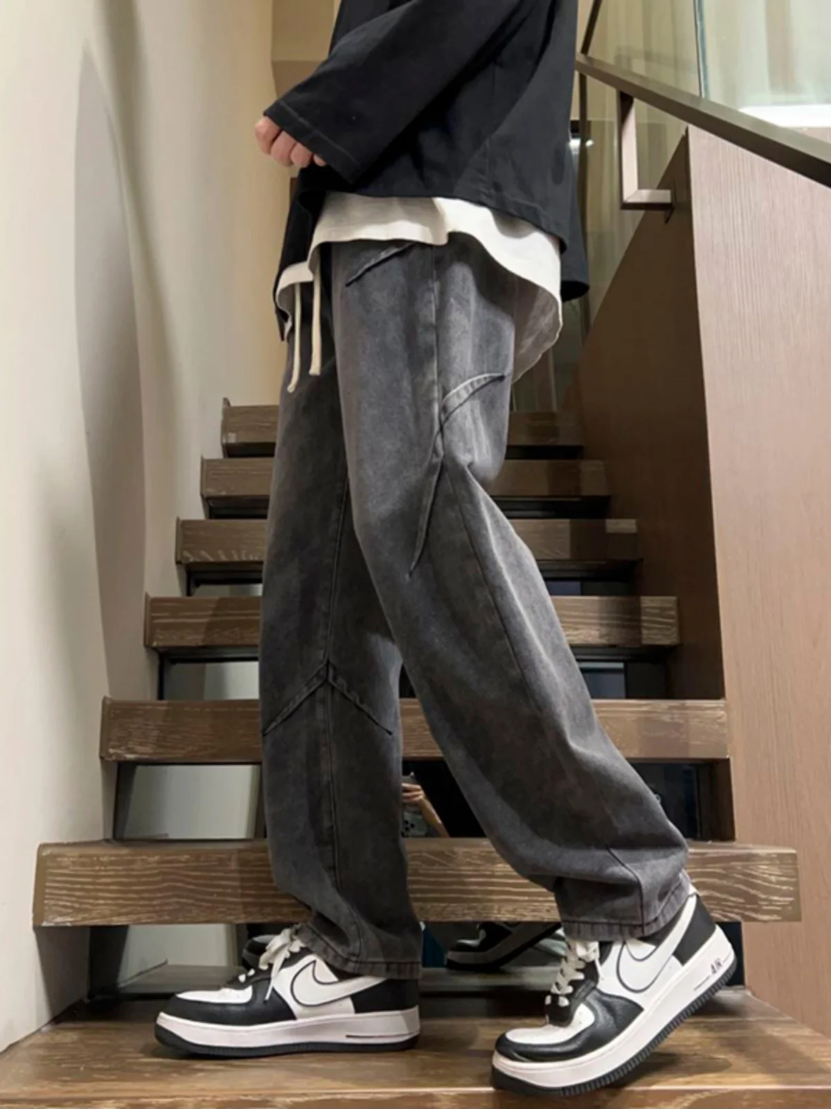 

Мужские винтажные синие джинсы American High Street Vibe, средняя посадка, прямые штанины, слегка расклешенные, молодежные, модные, износостойкие