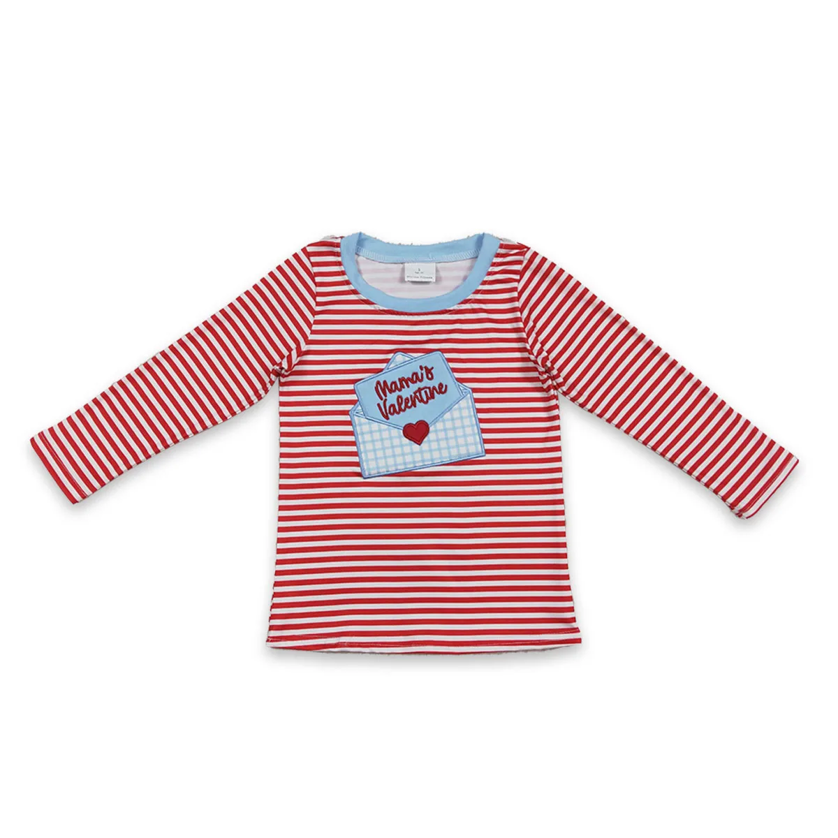 Baby Boy Long Sleeve Embroidery Heart T-shirts Top Children Clothing Infant Kids Toddler Valentines Pullover Shirts Wholesale