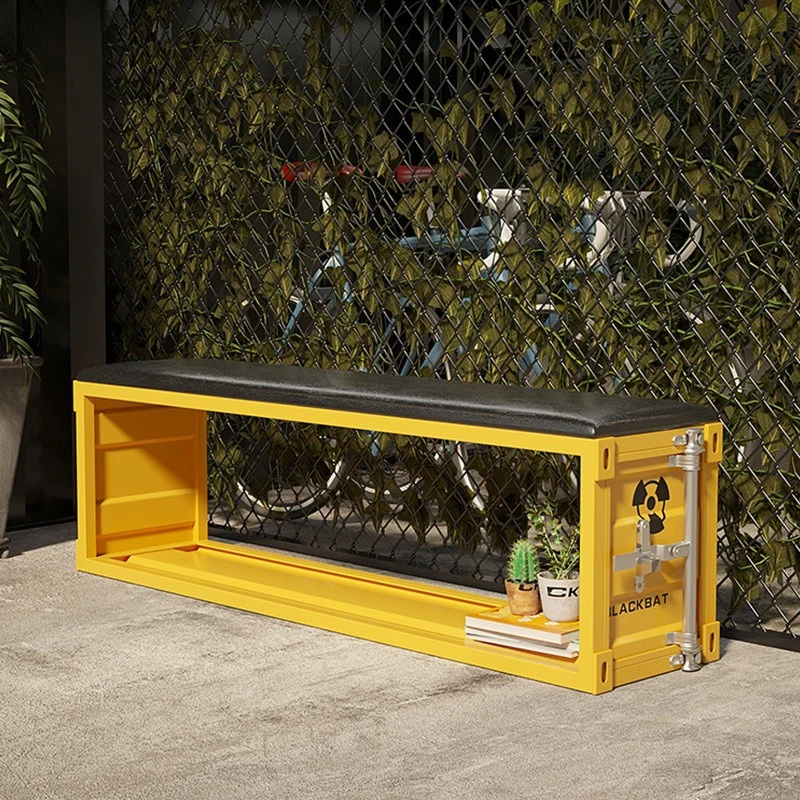 Industrial style container wrought iron bench Internet celebrity retro creative milk tea shop bench clothing store fitness shoe