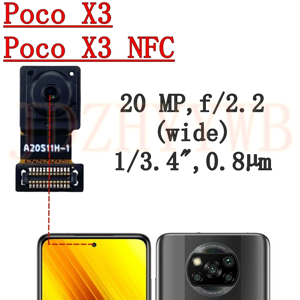 Best Quality Front Facing Selfie Camera For Xiaomi Poco X3 NFC Ultrawide Main Rear Wide Back Camera Phone Flex Cable Poco X3