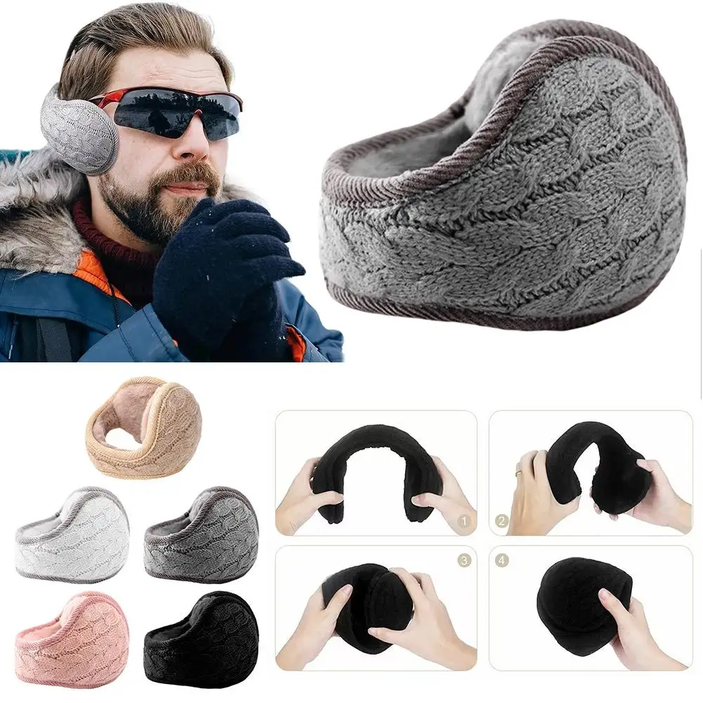 Inverno malha quente earmuffs de pelúcia dobrável aquecedores de orelha para homens e mulheres proteção de ouvido quente design de volta 1 pçs a9t1