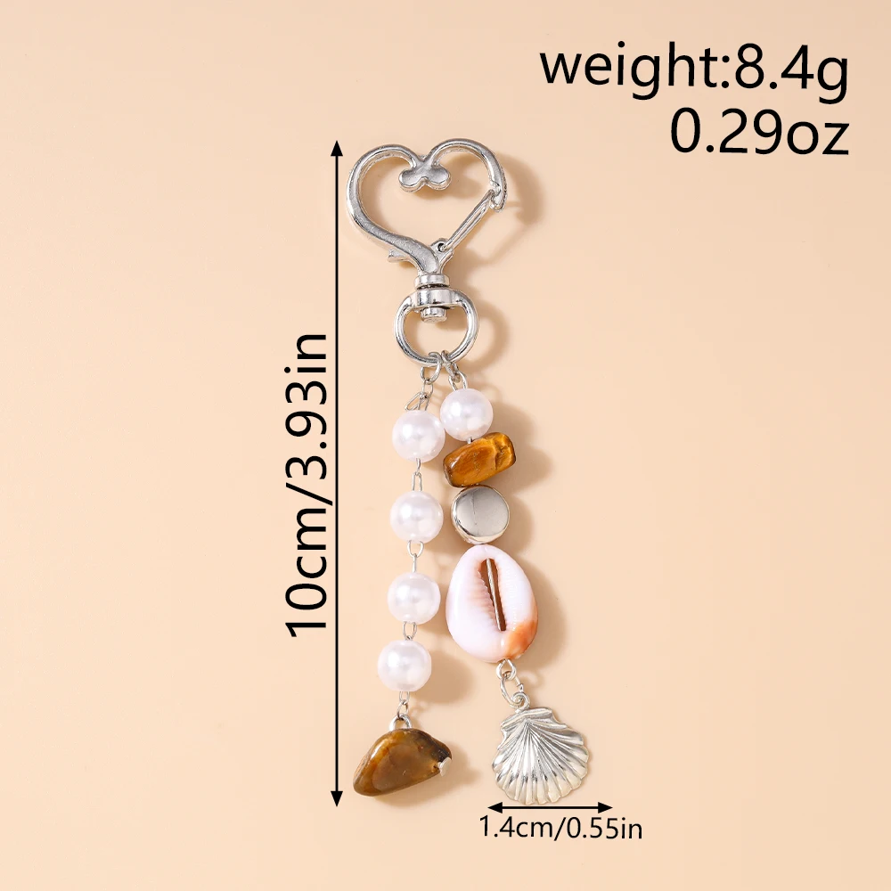 Aihua Chic Ins Sommer Strand Perlenmuschel Schlüsselanhänger für Damen Mädchen Handtaschen-Rucksack-Anhänger Schlüsselring Handykette Schlüsselband Schmuckstücke – Detail 2