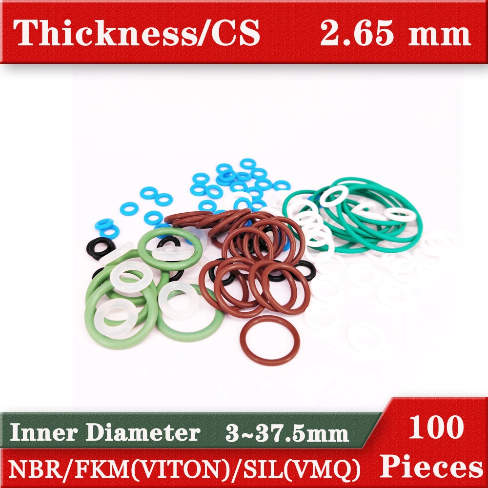 Binnendiameter 3-37,5 mm ID Silicium o-ring pakking NBR SIL FKM VMQ VITON o-ring afdichtingspakkingen Dikte 2,62 mm oliekeerringen o-ringen