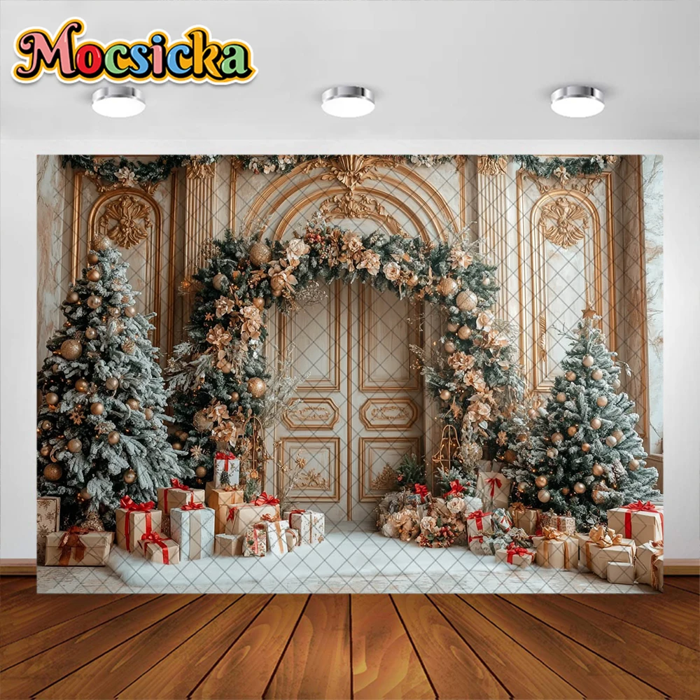 Fondo de sala de Navidad guirnalda de Navidad chimenea regalo decoración niños vacaciones foto retrato telones de fondo accesorios de estudio Banner
