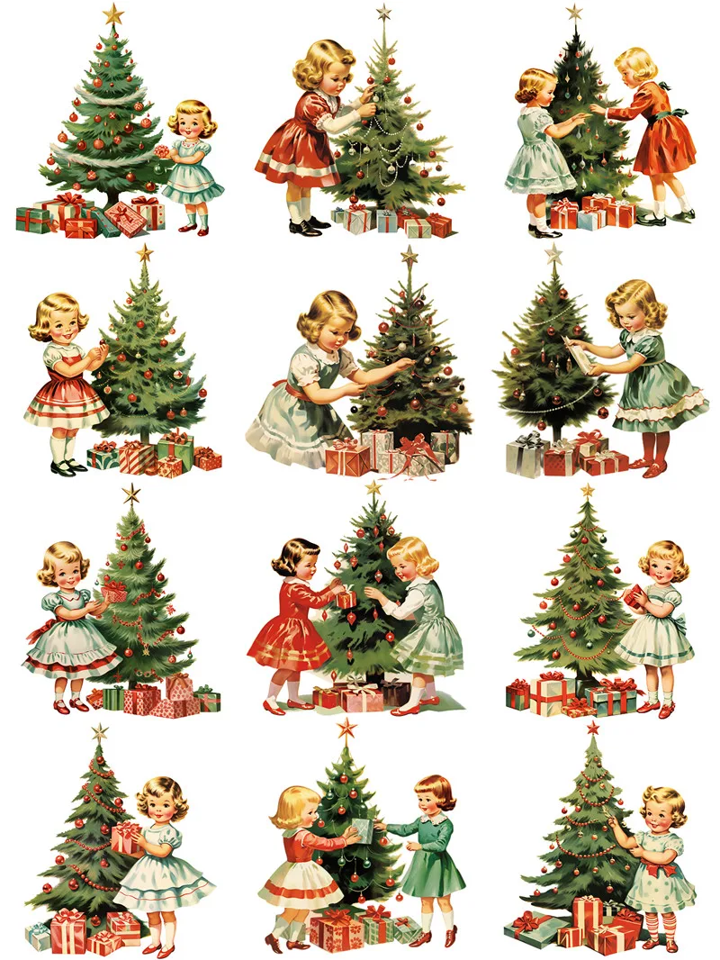 Christmas Tree and Children Stickers Crafts And Scrapbooking stickers kids toys book Decorative sticker DIY Stationery