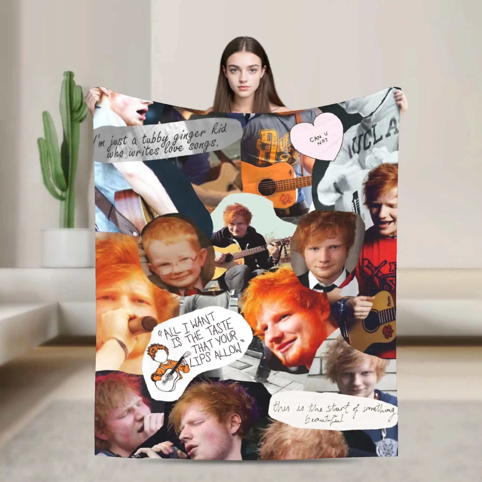 Famous Singer Ed Sheeran Classic Flannel Blanket Warm Soft Bedding Throws for Couch Chair Travel Office Bedspread Sofa Bed Cover