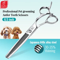 Fenice Professional 6.5 inch JP440C Pet Dog Grooming 35% Thinnning Rate Scissors  Antler Teeth Shears for Puppy/Adult Dogs