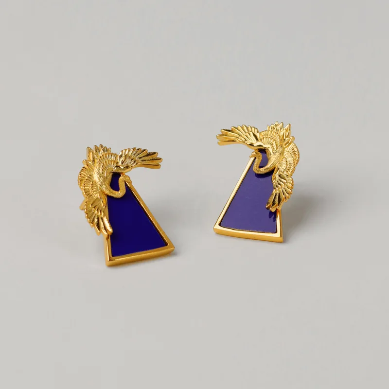 Miracle Sterling Silver 925 Original Design Mingshan Earrings Crane Thousand Miles Of Rivers  Mountains Elegant National Trend
