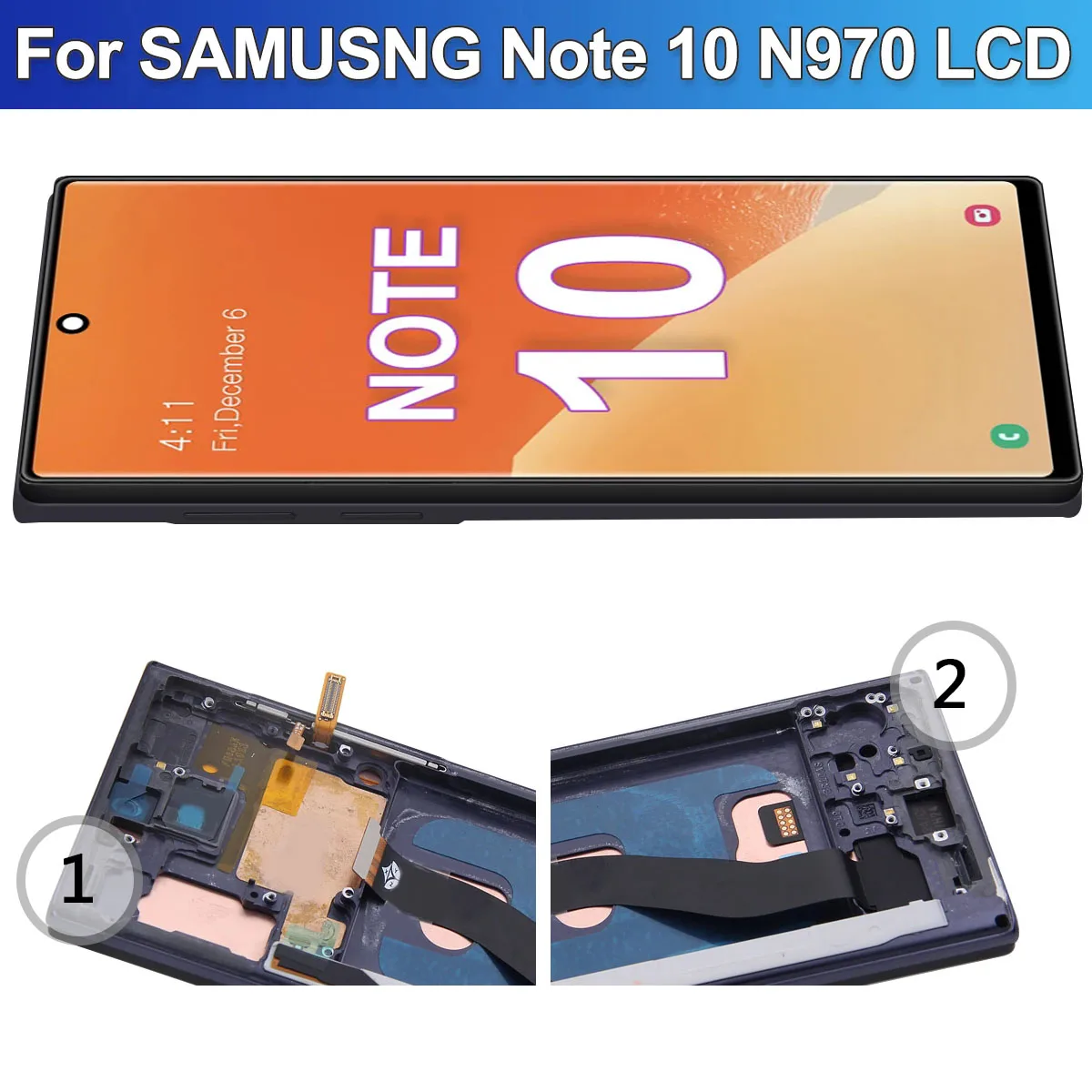 AMOLED Tested Note 10 Display Screen, for Samsung Note 10 N970 SM-N970F SM-N9700 LCD Display Touch Screen Digitizer with Frame