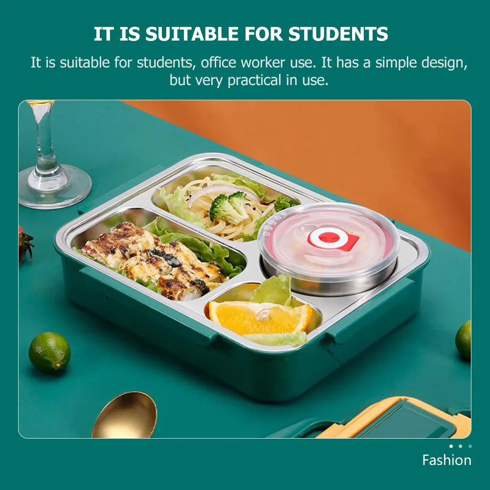 1 Set Portable Lunch Box Insulated Food Container With Divided Grid Thermal Bento Box For Work School Travel Lightweight Pp