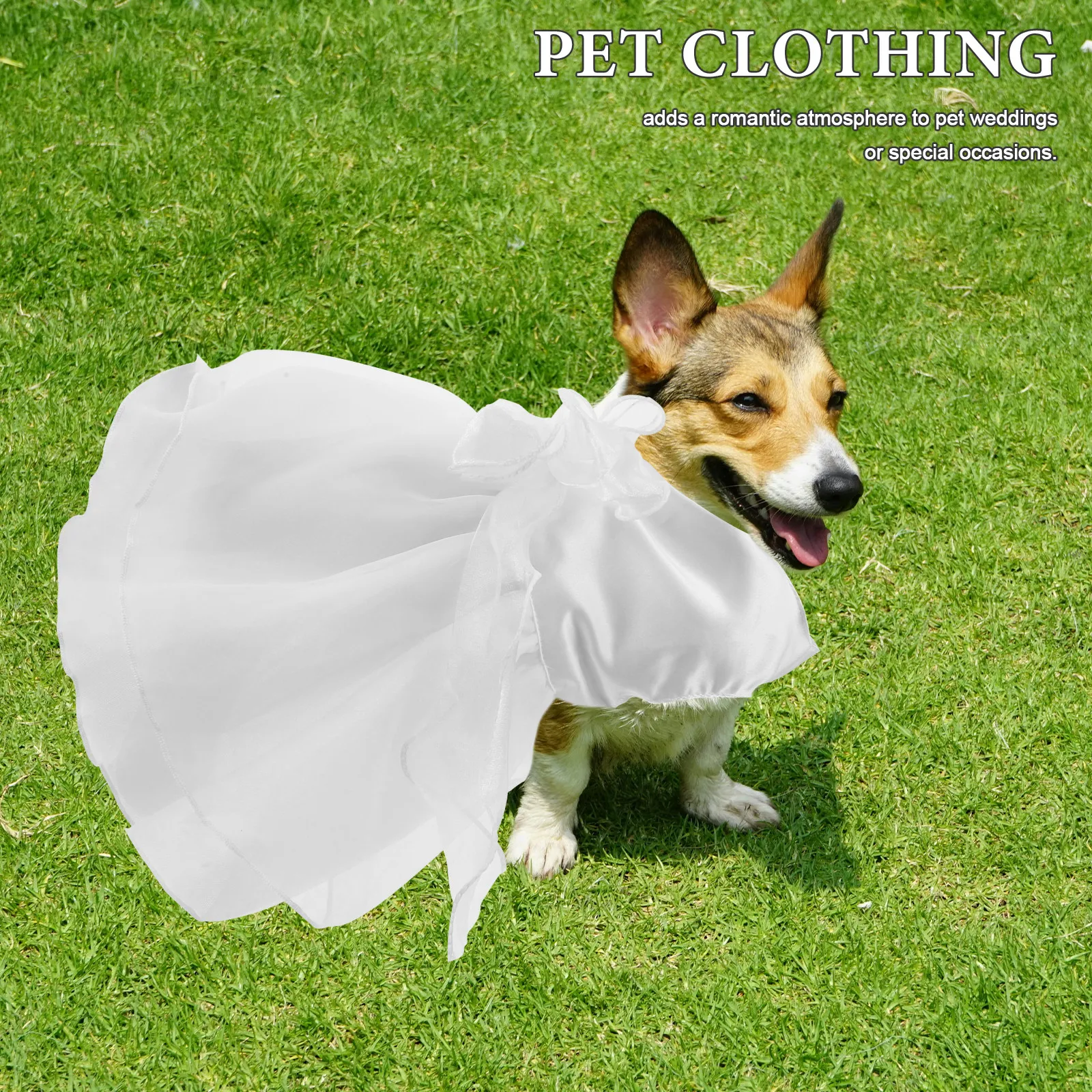 Vestido de boda para perro, falda tutú, diseño elegante con lazo, atuendo formal y cómodo para mascotas, ideal para ceremonias y festividades.