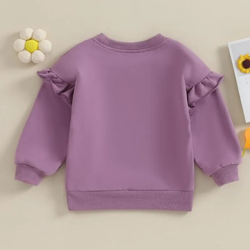 Autumn Children T-shirt Solid Color Kids Sweater Thicken Warm Boys Sweatshirts Girls Pullover Cotton Ruffle Baby Outerwear 6M-4Y