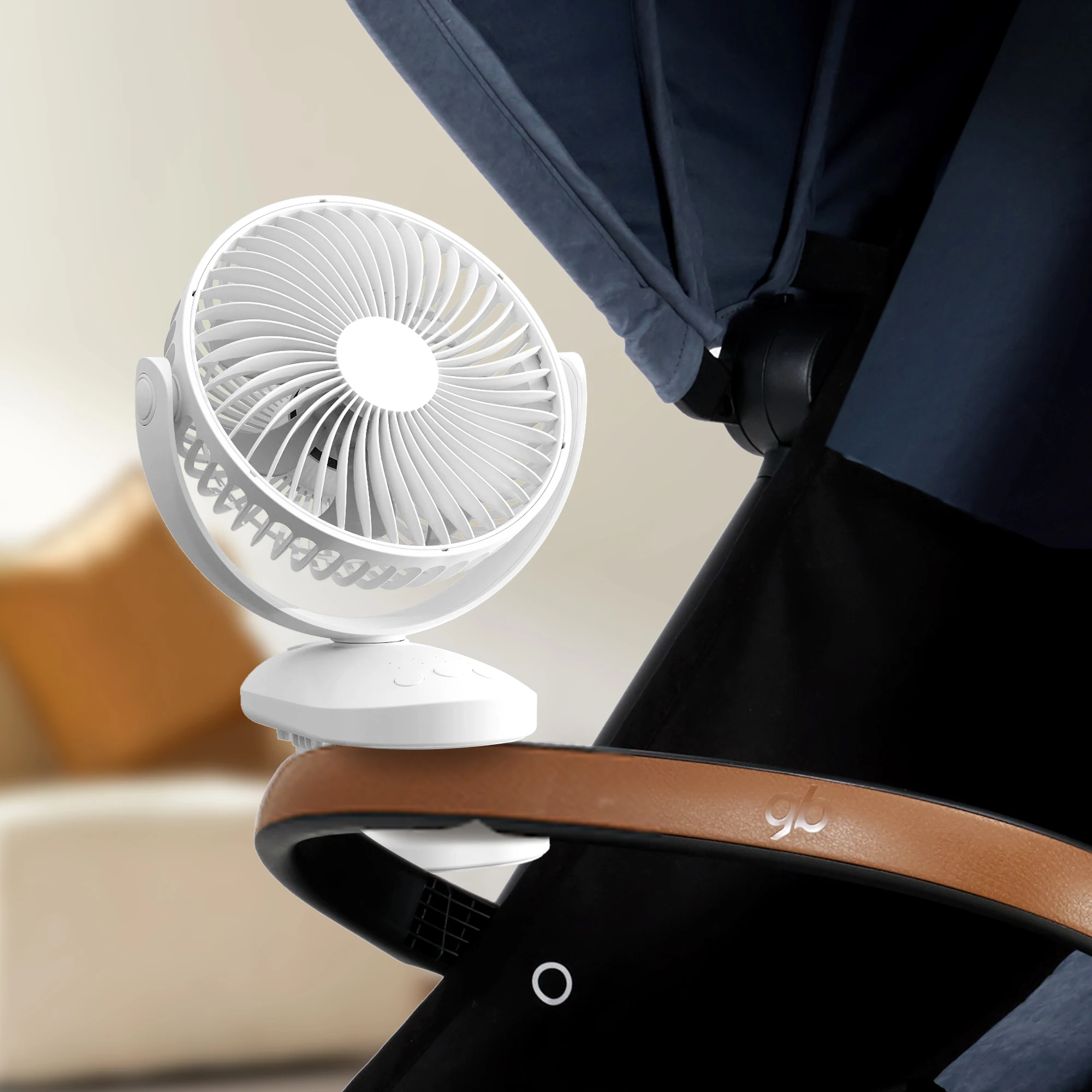 مراوح محمولة بمشبك عربة أطفال بأربع سرعاتٍ ، مروحة طاولة صغيرة هادئة ، قابلة للدوران بالبطارية ، قابلة لإعادة الشحن