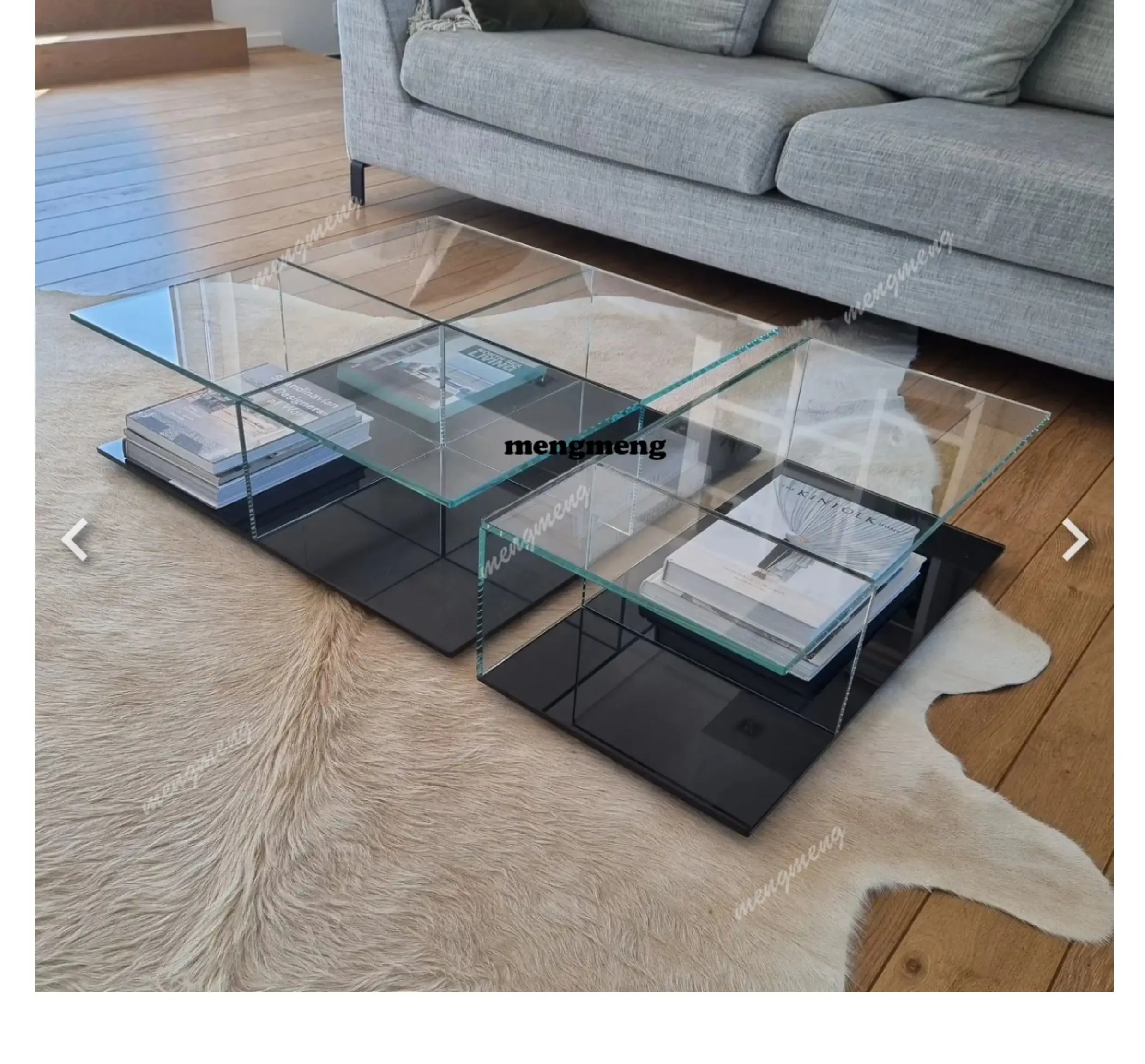 Glass coffee table Living room Home Italian minimalist designer Modern creative square tea table