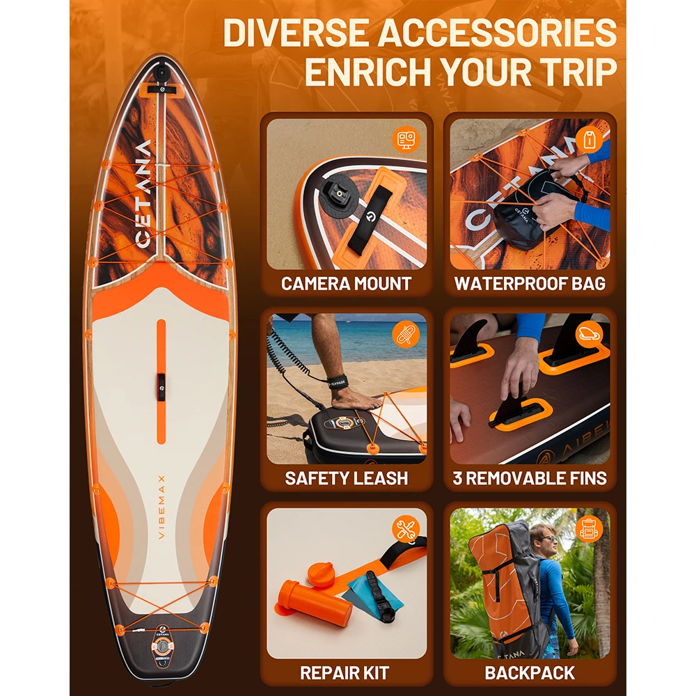 CETANA SUP Waterproof Inflatable Paddle Board 11'6'x35'x6
