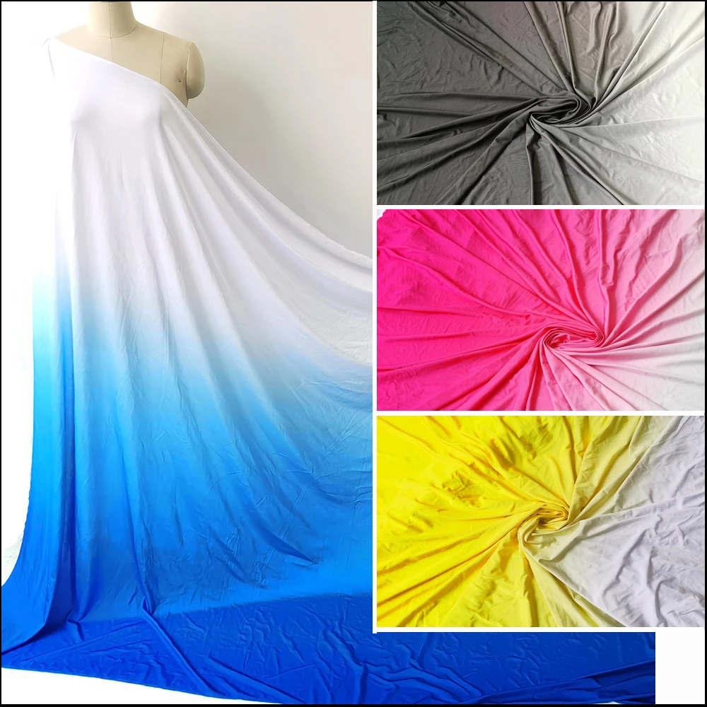 1 meter X 1.5 meter Gradual Ombre Knit Spandex Fabric Material For Training Latin Clothing