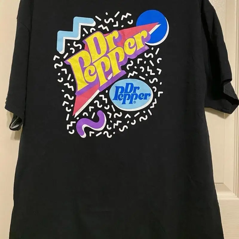 

Футболка Dr Pepper с красочным геометрическим ретро-логотипом, мужская черная хлопковая промо XL