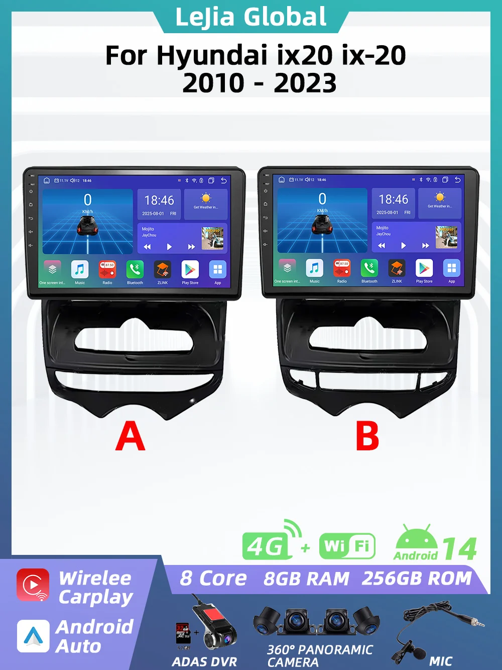Auto Multimedia voor Hyundai ix20 ix-20 2010 - 2023 Android autoradio Carplay GPS Navigatie Autoradio 2 Din Head Unit Stereo DSP - afbeelding 2