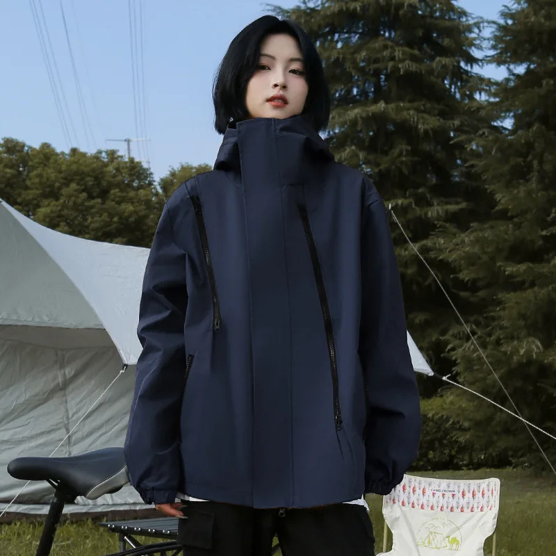 Outdoor Men's Women's Windproof and Waterproof Hiking Jackets for Autumn and Winter Casual Sports Jackets for Couples