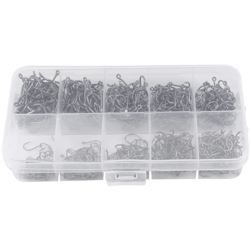 

600 Pcs/Box Fishing Hooks Stuff High Carbon Steel Catfish Circle Hooks Mixed Size Barbed Jig Hook Tackle For Saltwater