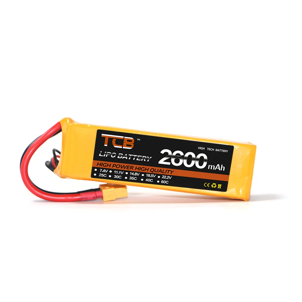 TCB Lipo Battery 2600mah T Dean 2S 3S 4S 5S 6S 7.4V 35C XT60 Plug 11.1V 14.8V 18.5V 22.2V For Airplane Helicopter Drone RC Parts