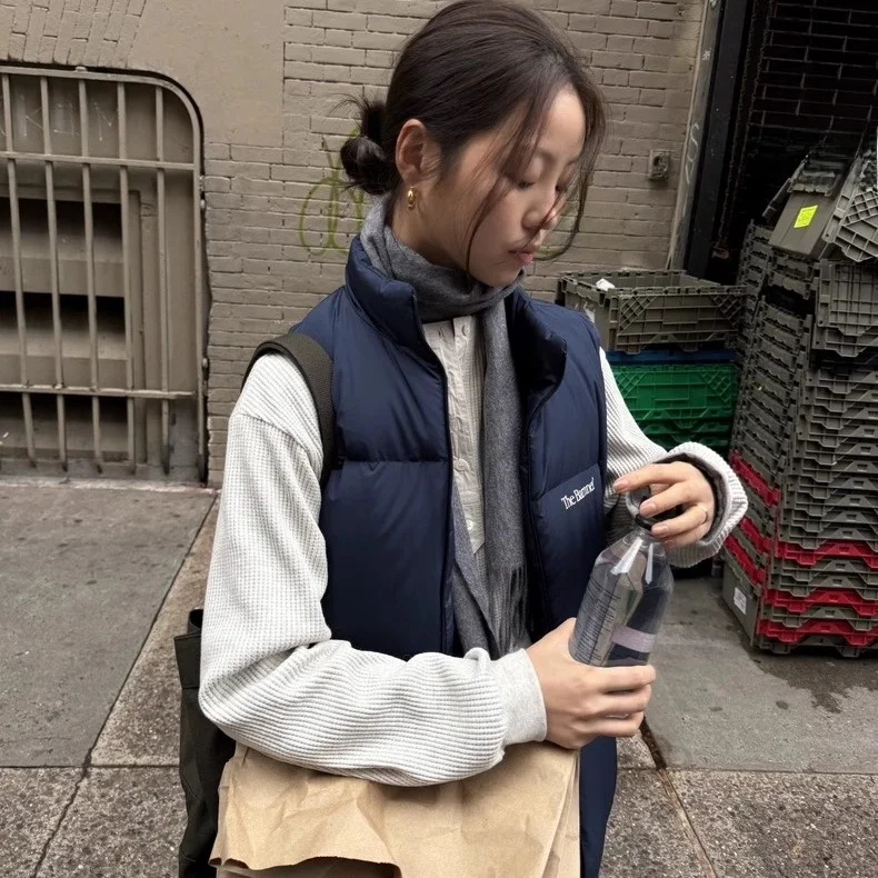 Barnet oito leite du para baixo jaet solto ajuste gola esteira versátil feminino inverno quente casaco colete outerwear