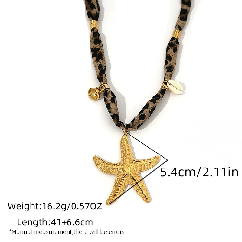 leopard scarf choker necklace boho summer beachy jewelry multi charms pendant necklace