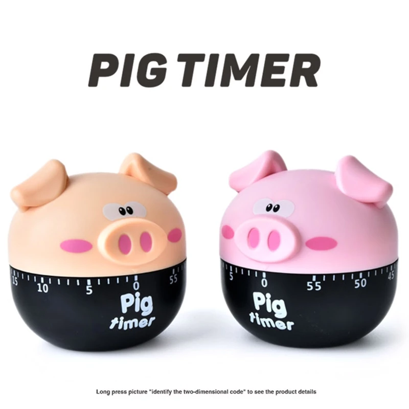 Pig Shape Manual Timer 60 Min Kitchen Mechanical Timer Cooking Back Timer Kids for Time Management Reminder Desktop Deco