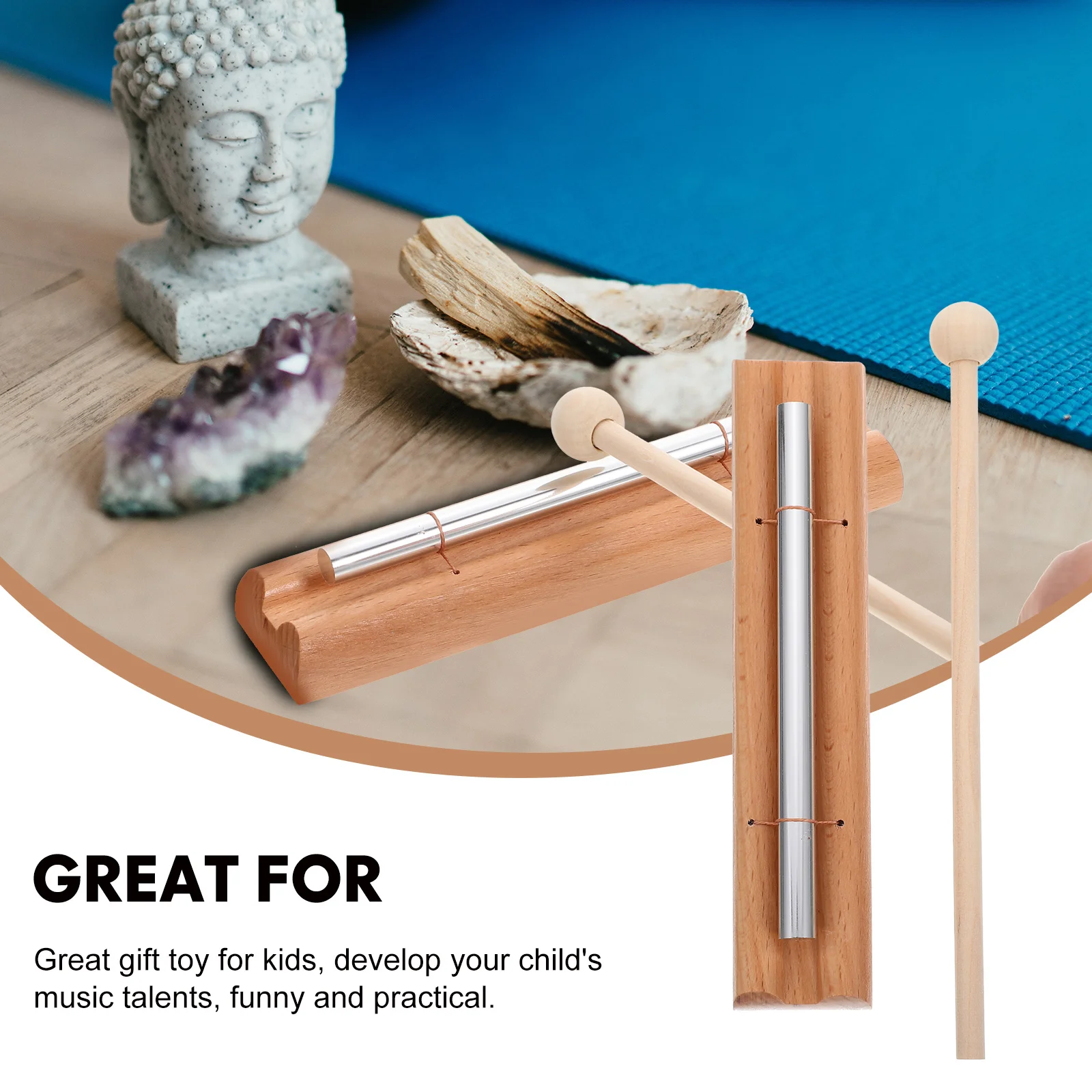 

One Phoneme Toy Musical Tuned Chime with Mallet Children Plaything Meditation Chimes Piano Enlightenment Metal Wood