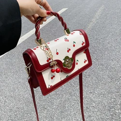 2024 Fashion Sweet Cherry Square Chains Crossbody Bags Women Luxury Designer Brand HandBag Versatile Messenger Bag Wallet Purse