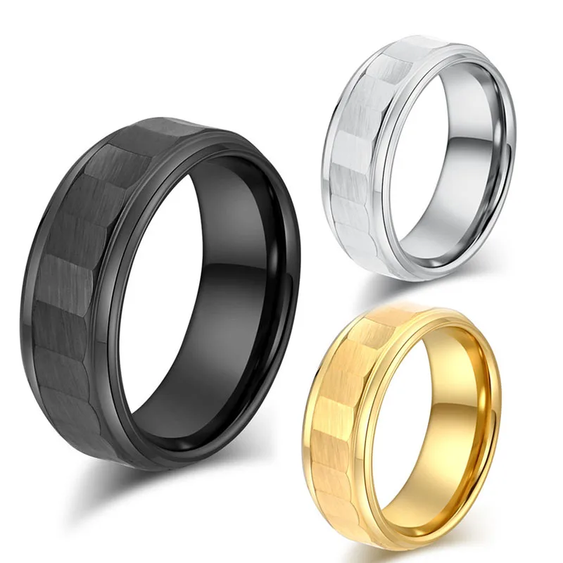 

8mm Simple Tungsten Carbide Ring Golden Wedding Promise Engagement Anniversary Band Ring For Men Women