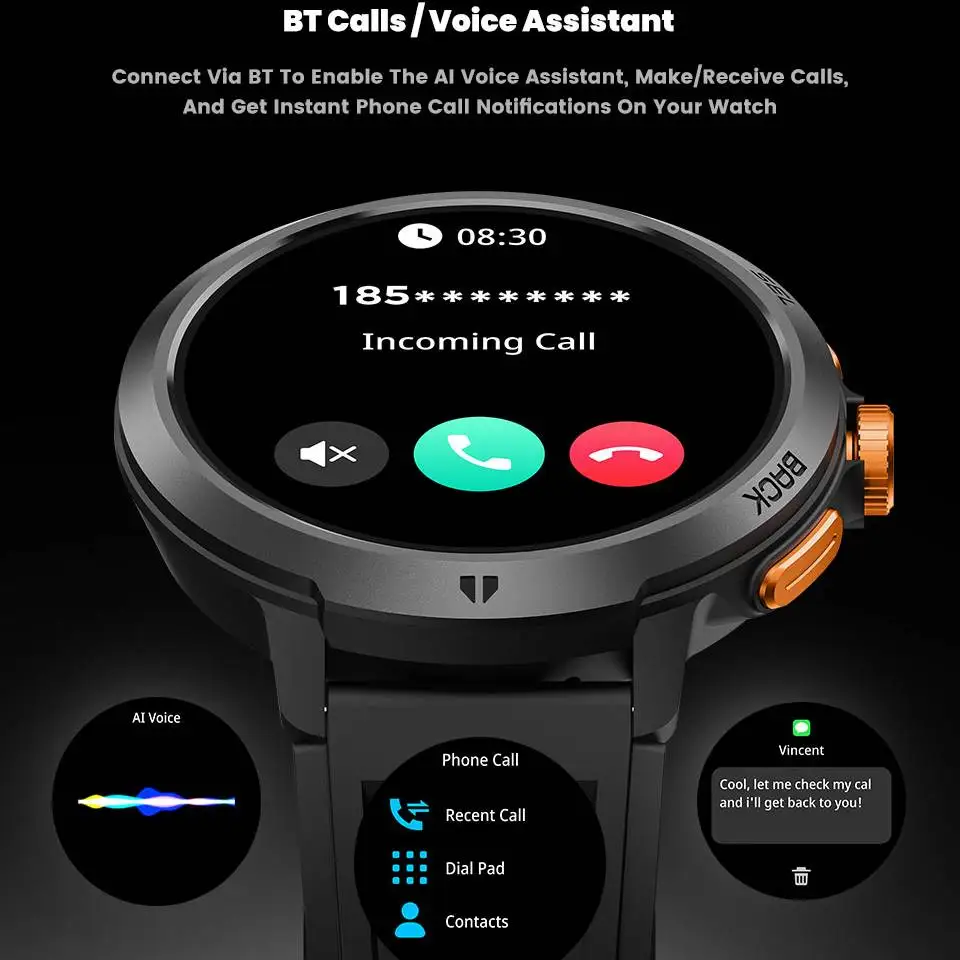 LEADOYS C33 Smart Watch with Big Memory MP3&Record Function MP3 Running Watch Waterproof 7/24 Health Tracking Gift for Men