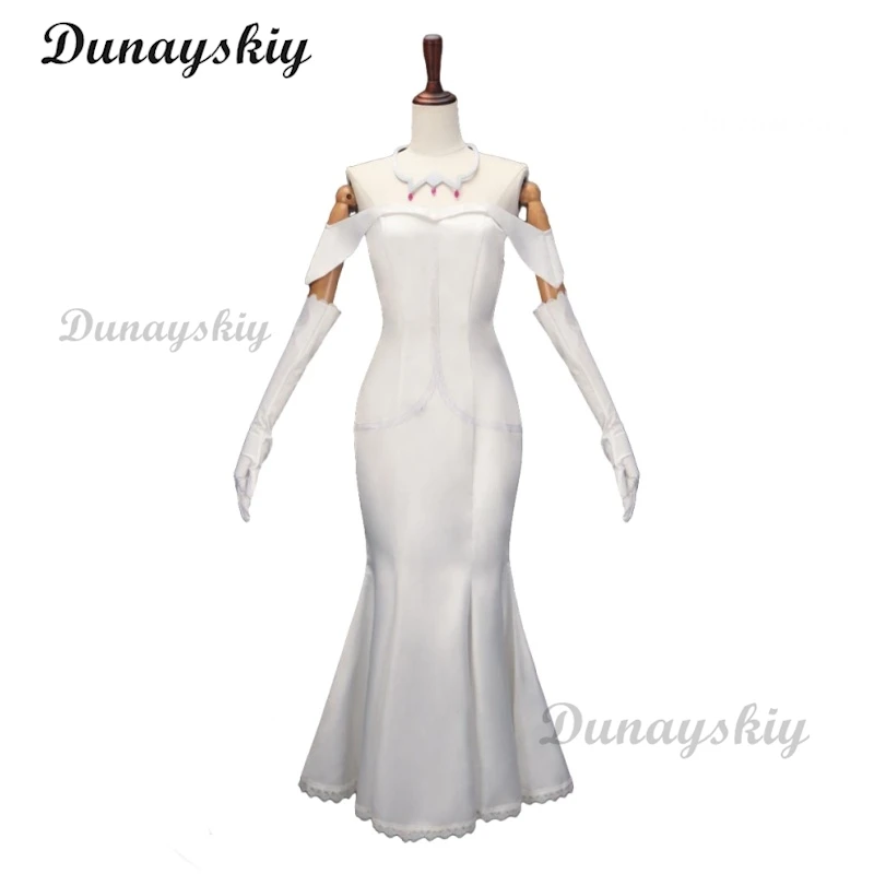 Emilia Cosplay Kostuum Anime Re Zero Vermomming Outfits Witte Jurk Vrouwen Rollenspel Handschoenen Ketting Volledige Set Vrouwelijke Halloween Pak