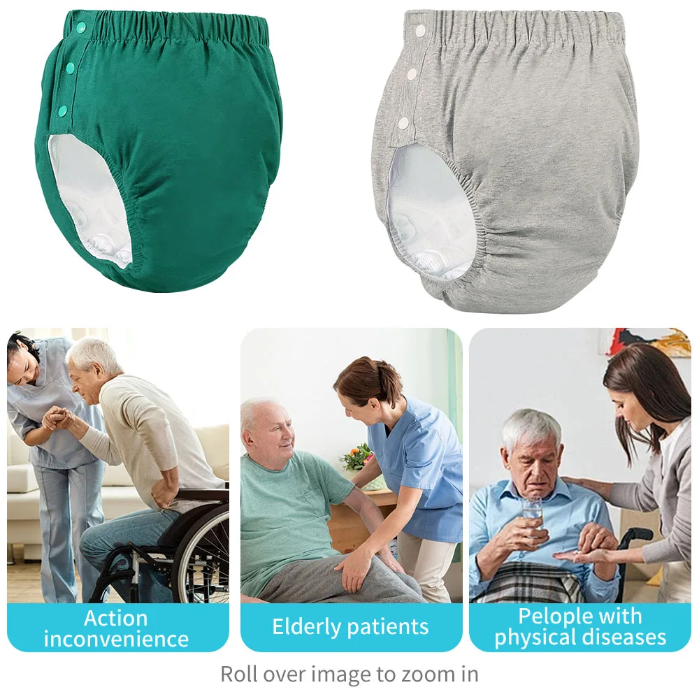 Pañales de tela de algodón para adultos, pañales impermeables para hombre mayor, pantalones, pañales reutilizables, pantalones con bolsillo, pañales de Colth transpirables lavables