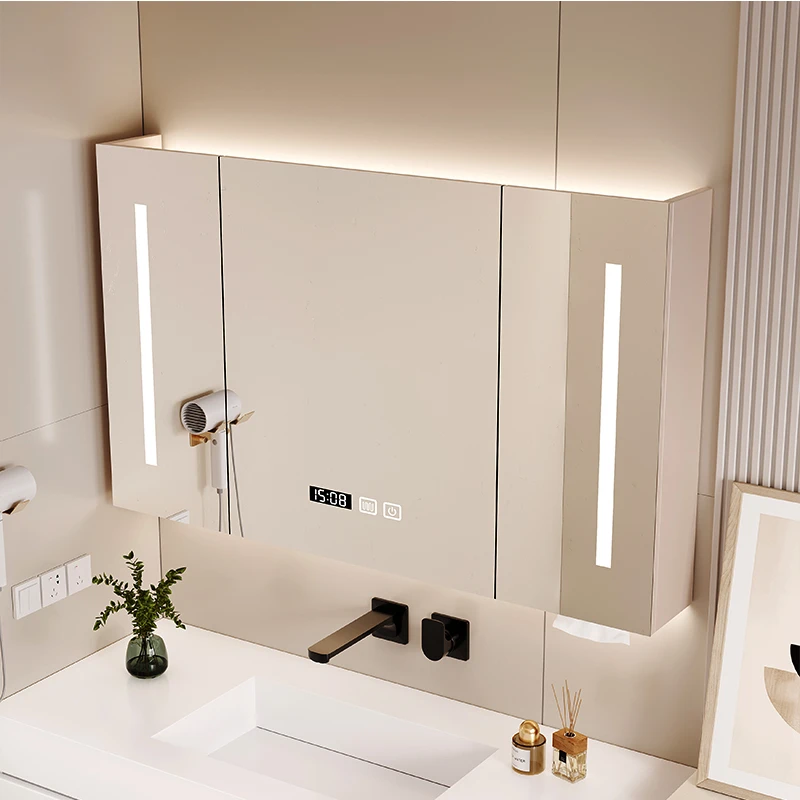 Minimalist Smart Bathroom Mirror Cabinet Wall Mounted Toilet Modern Home Bathroom Furniture Nordic Mirror Storage Cabinets