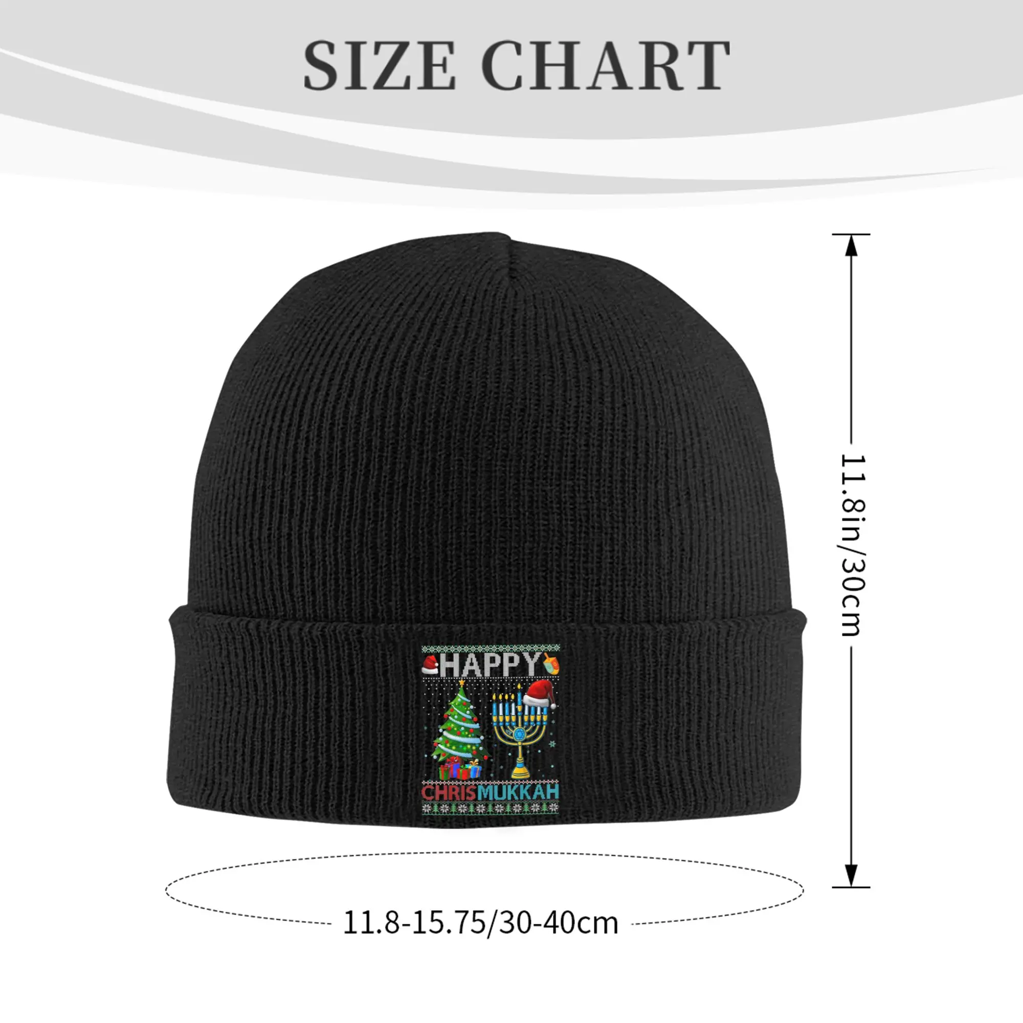 Happy Chrismukkah Jewish Knitted Hat for Women Men Beanies Autumn Winter Hats Acrylic Christmas Hanukkah Chanukah Warm Cap