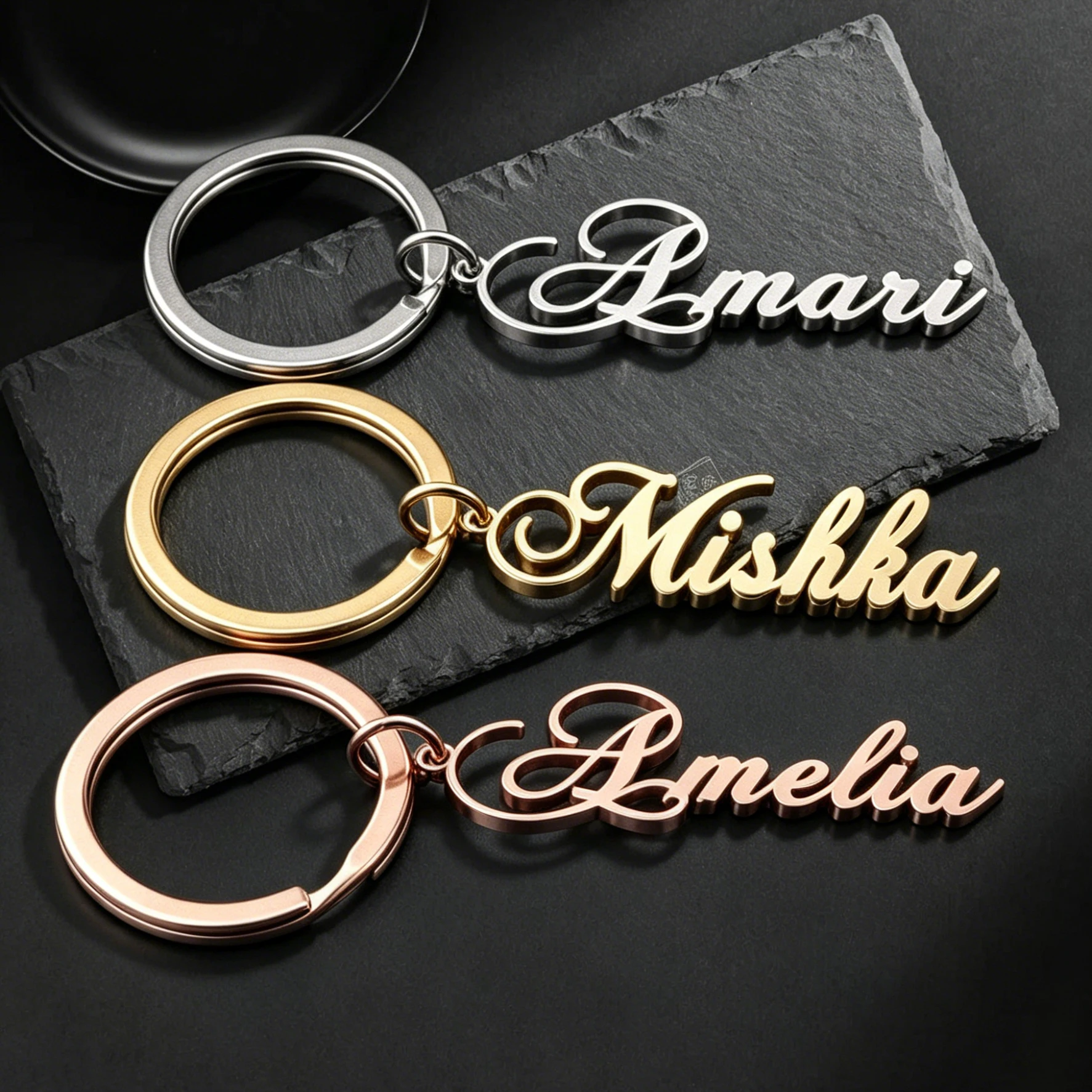 

Custom Name Letter Keyring Personalized Unique Stainless Steel Key Chain For Women Men Customization Gifts Fashionable New