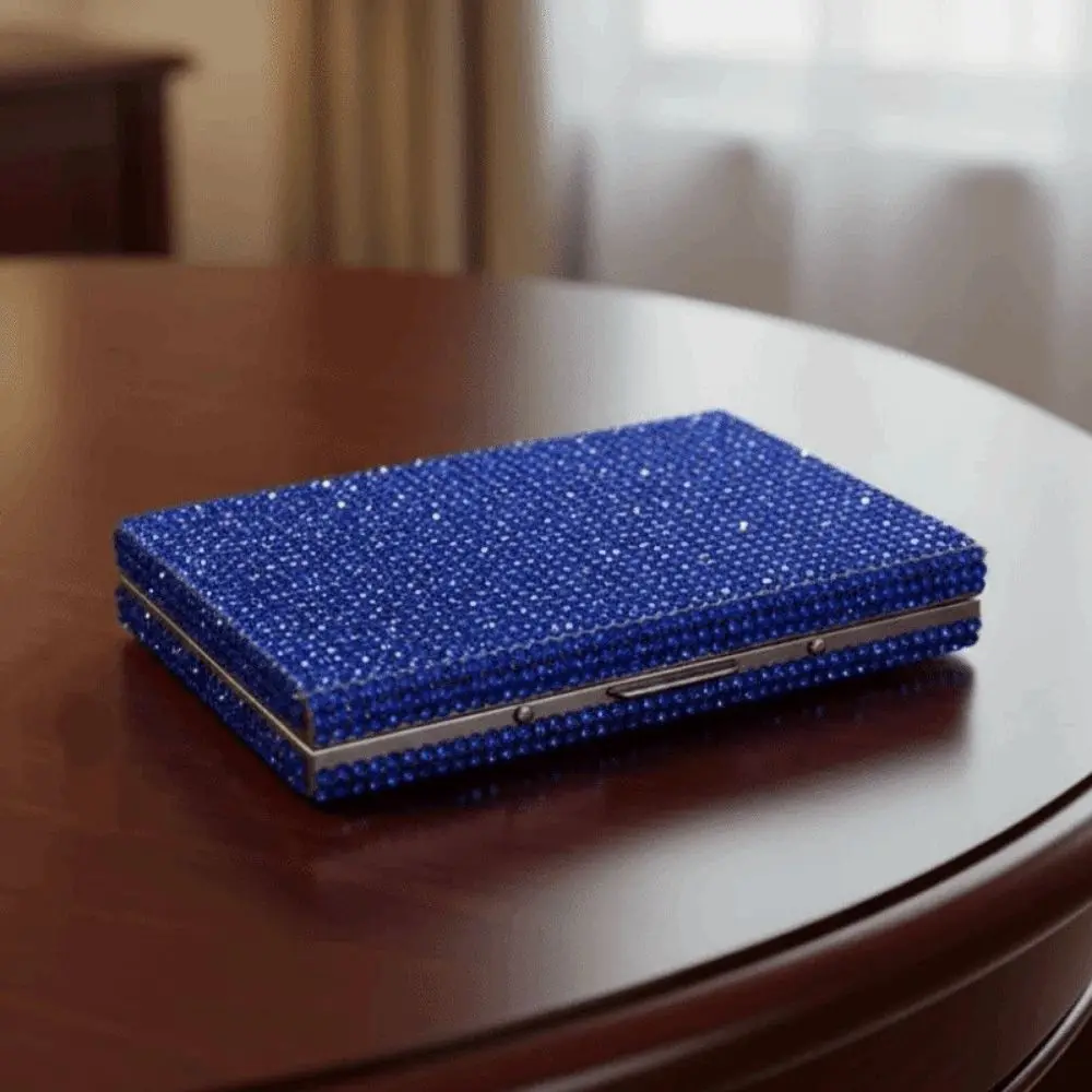 Gift for Girl Sparkling Women's Card Bag Luxury Portable Mini Card Case Hard Case Waterproof Bling Crystal Card Wallet Daily Use