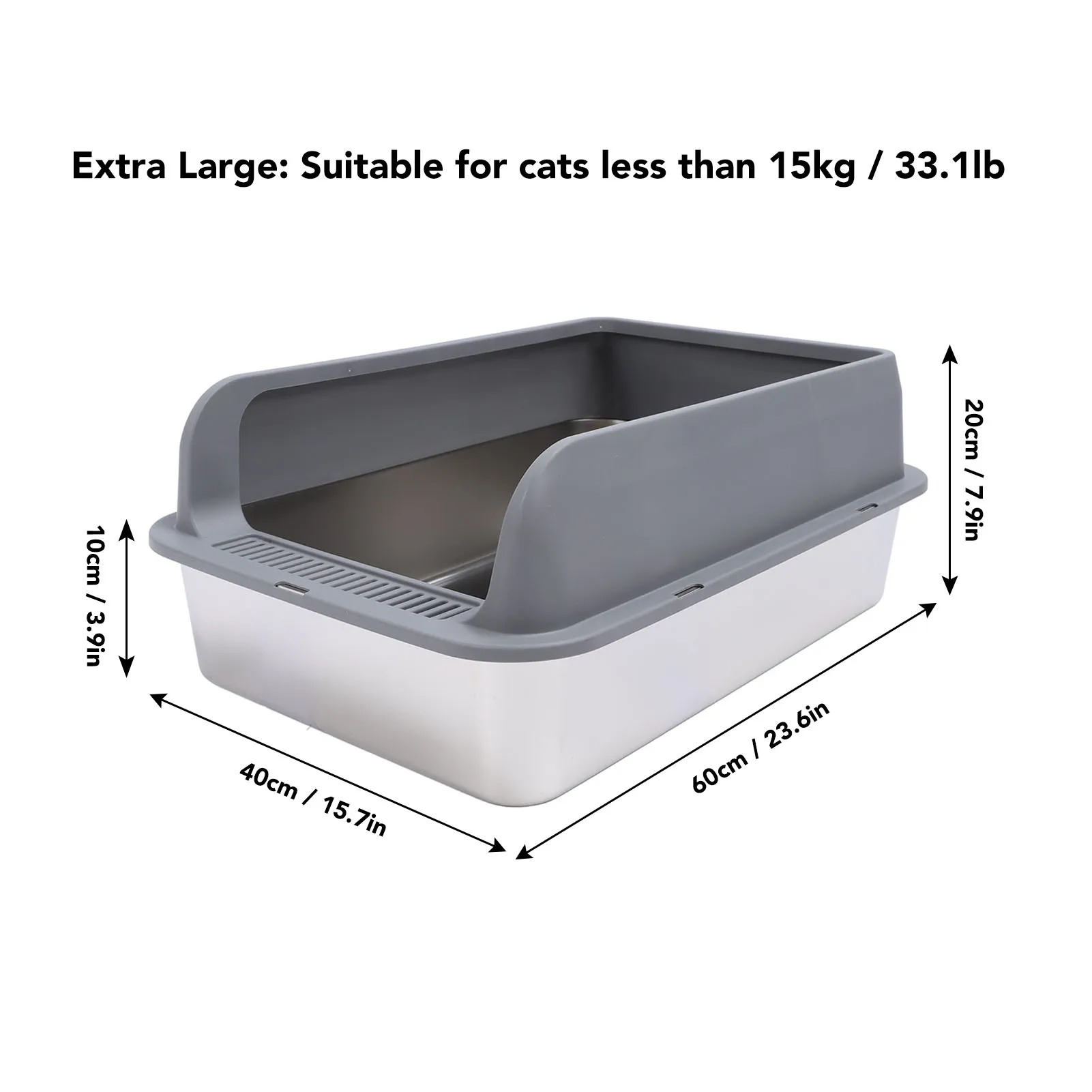 Roestvrijstalen kattenbak Hoge zijdig ingesloten kattenbak Top Entry kattenbak Dierbenodigdheden Anti spatten Geurloos