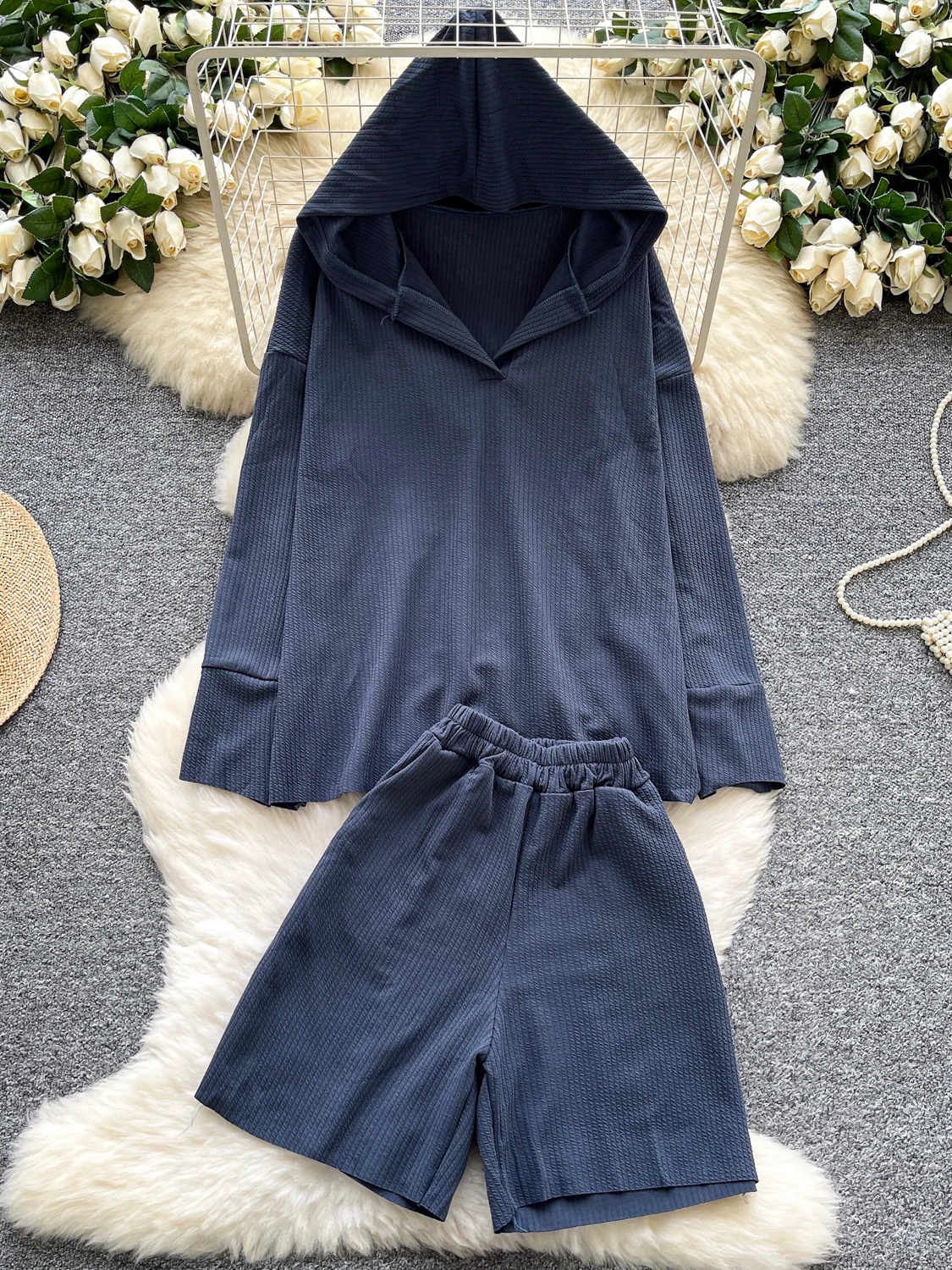 Faionable High Waist Loose Long Sve Top And orts Set Chic Lazy Sle Versatile Casual Outfit for Women Autumn Wear