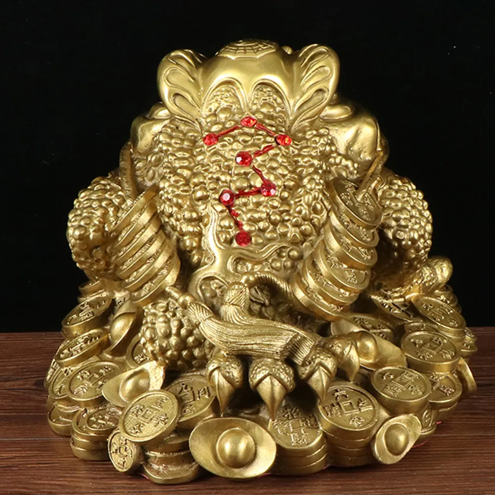 

Brass 3-Legged Copper Toad Ornament Money Frog Sculpture Desktop Decoration for Home Office Decor