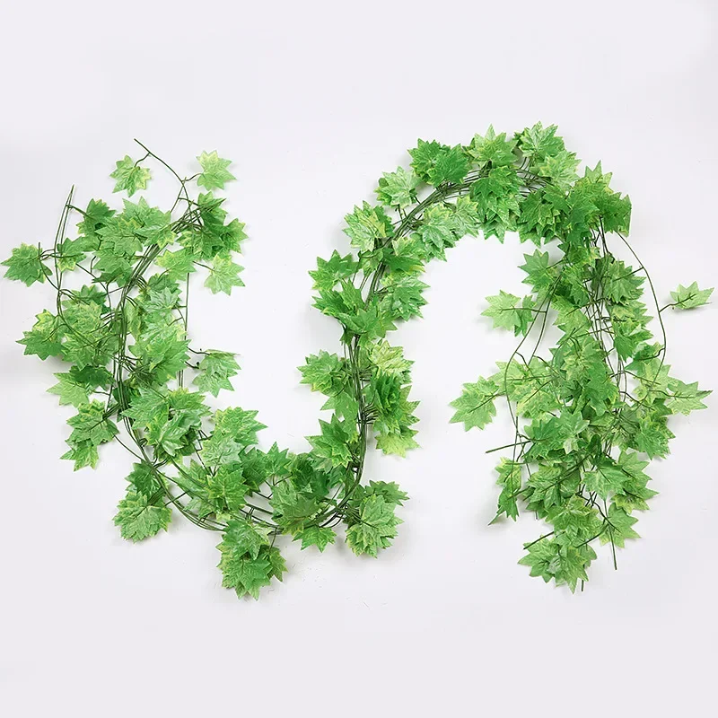 1Pc 30 Leaves Window Autumn Leaves Garland about 2.3m Maple Leaf Rattan Vine Fake Foliage Decoration  Home Garden New Arrivals