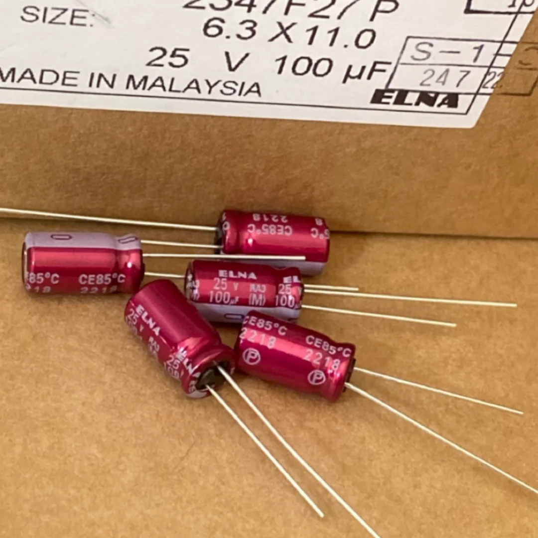 

100UF 25V Japan ELNA audio capacitor 25V100UF 6*11 RA3 purple-red robe