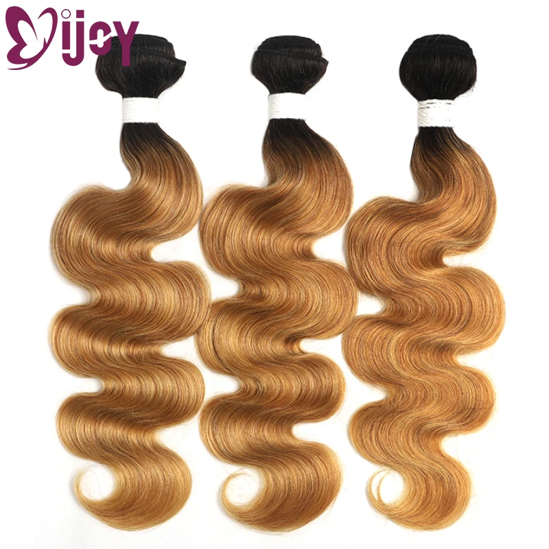 Body wave bundels human hair 1/3 pcs pre-colored brazilian hair extensions ombre honingblonde non-remy hair weave bundels ijoy