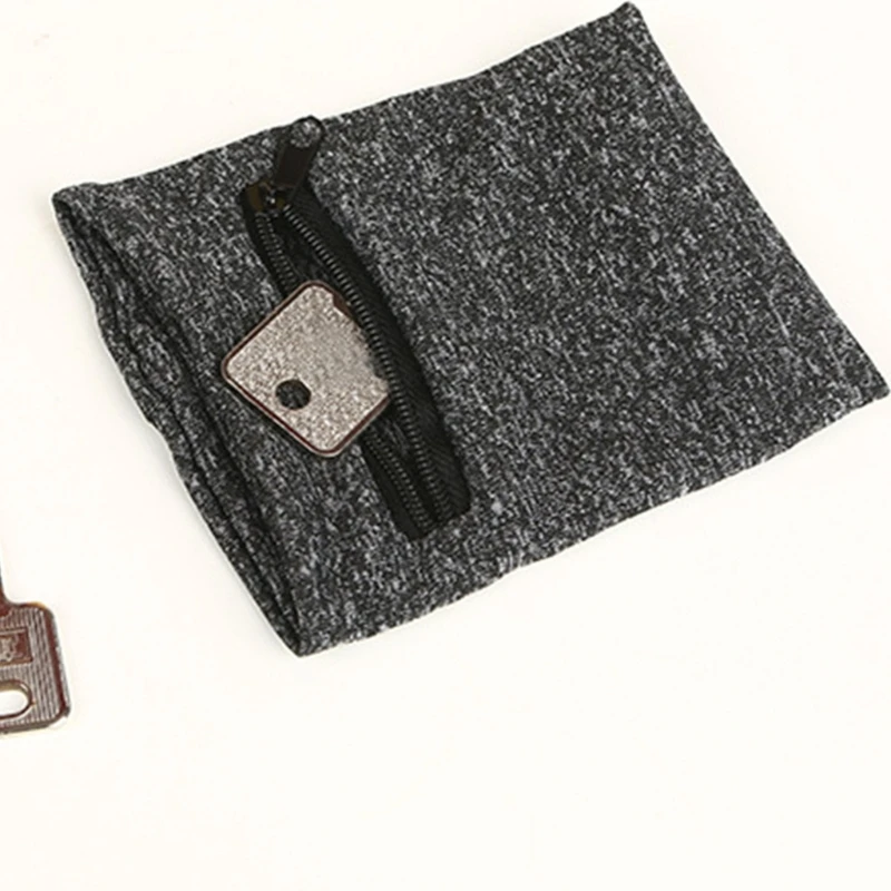 Cinta de pulso elástica com bolso com zíper respirável suor wicking suporte de pulso para fitness correndo basquete